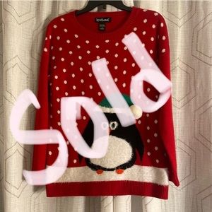 Knithaus Men’s M Knit Ugly Christmas Sweater Long Sleeve Penguin Crew Neck